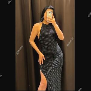 NWT ZARA POLYAMIDE DRESS WITH RHINESTONES
